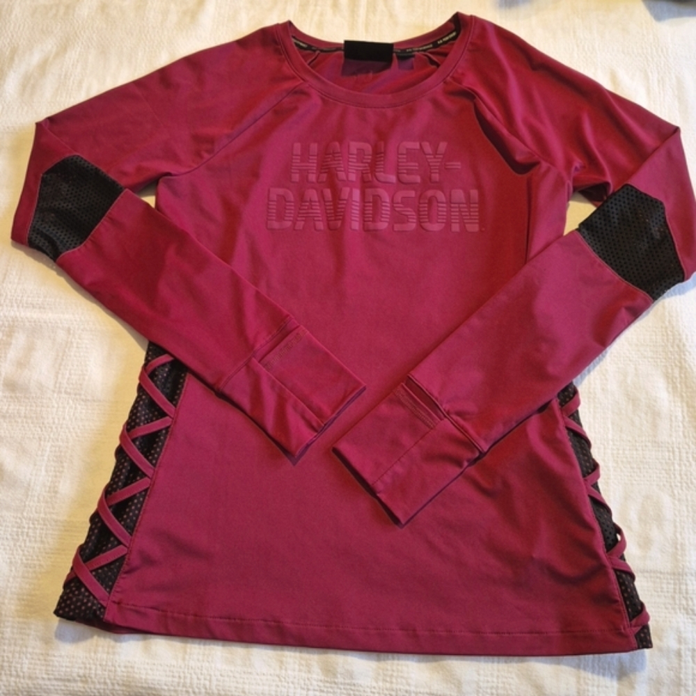 Harley-Davidson Maroon Long Sleeve Top